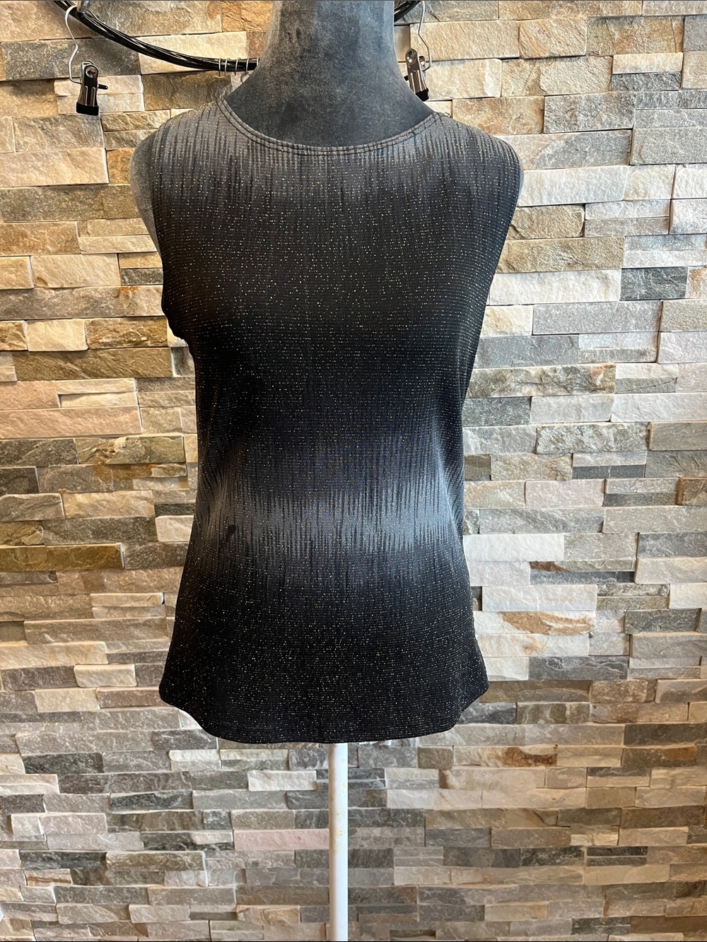 Sleeveless Black Sparkle Knit Shell